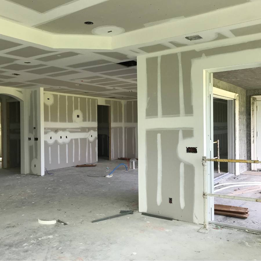 house needing drywall